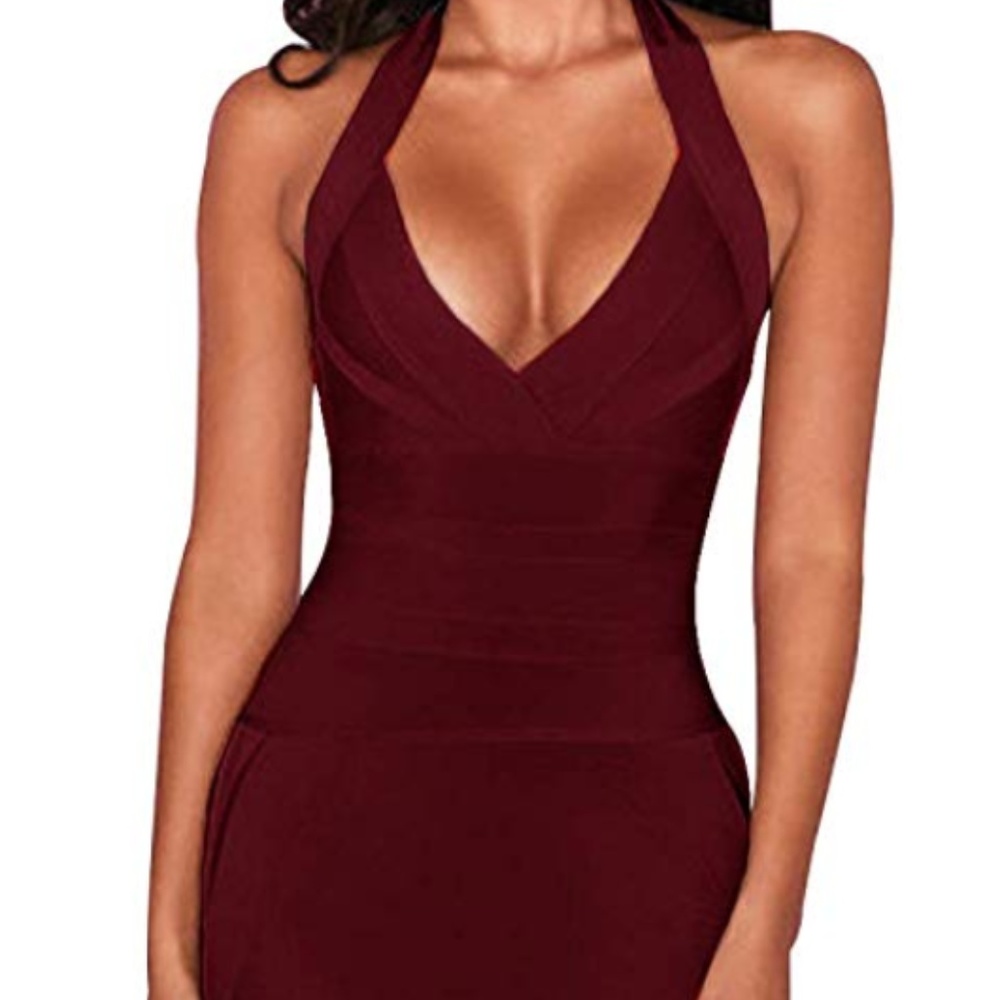 Whoinshop Women's Deep V-Neck Backless Halter Body